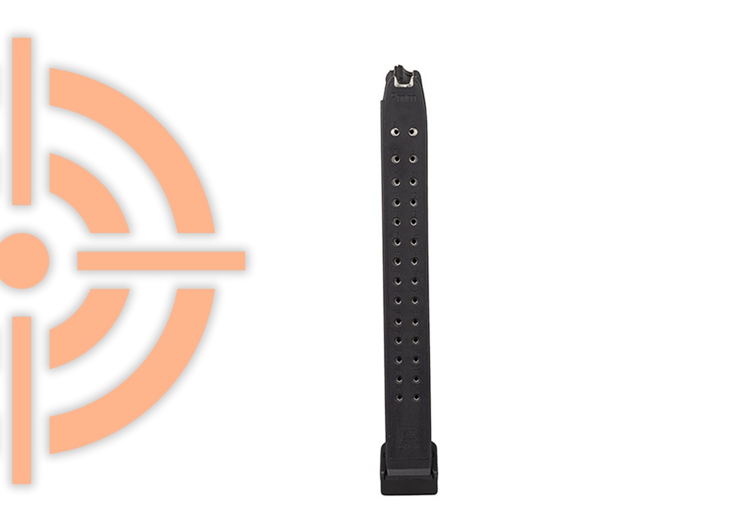 CARREGADOR GLOCK ORIGINAL CALIBRE 9MM CAPACIDADE 32 TIROS PRETO