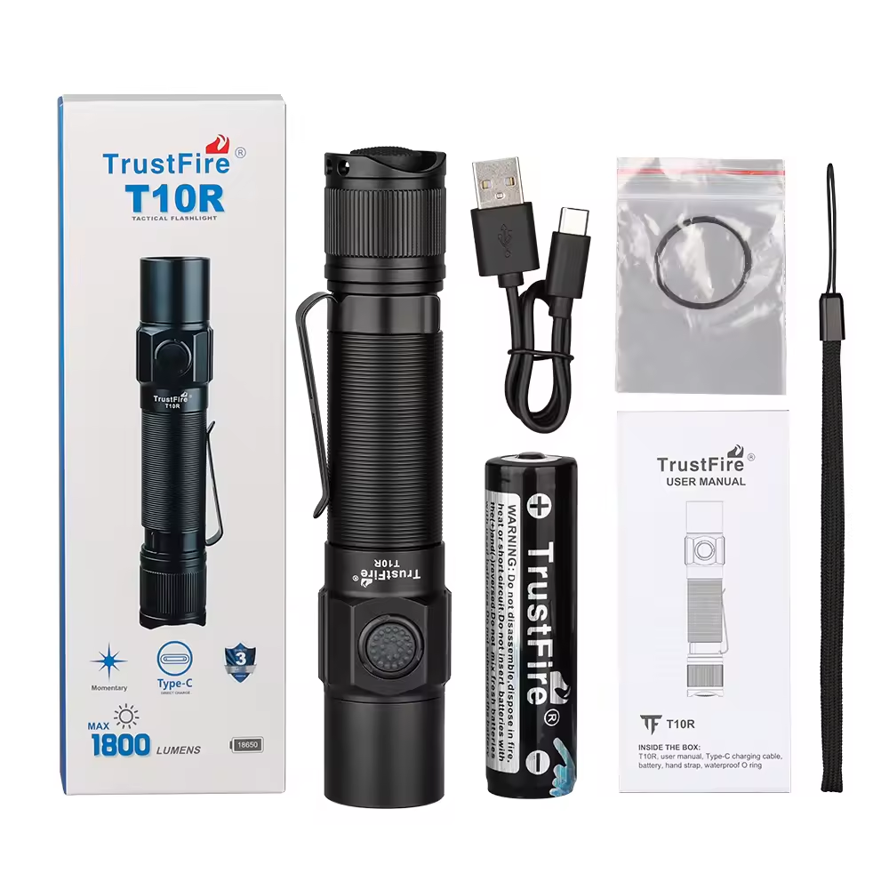 LANTERNA TÁTICA TRUSTFIRE T10R - RECARREGÁVEL